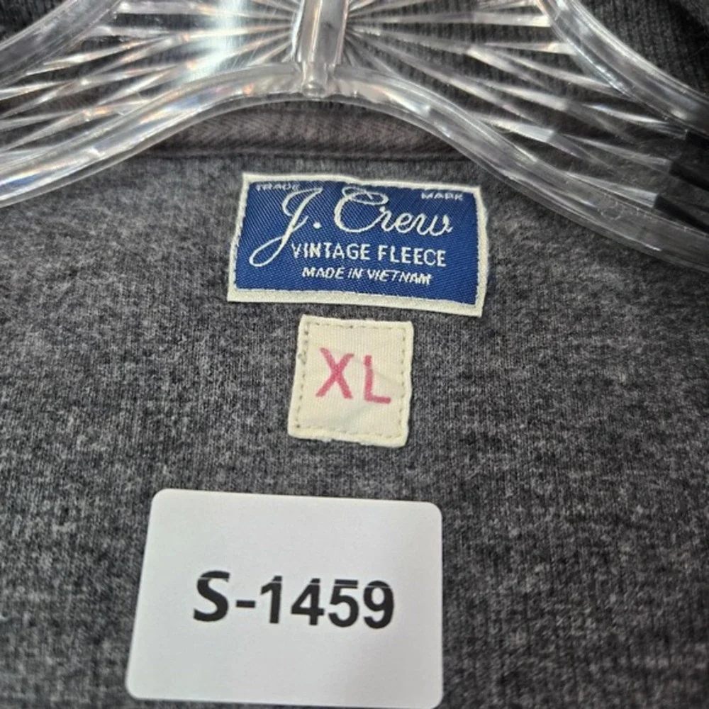VINTAGE J Crew Men‎ Sweatshirt XL Gray Fleece Pockets 1/4 Zip Long Sleeve Y2K